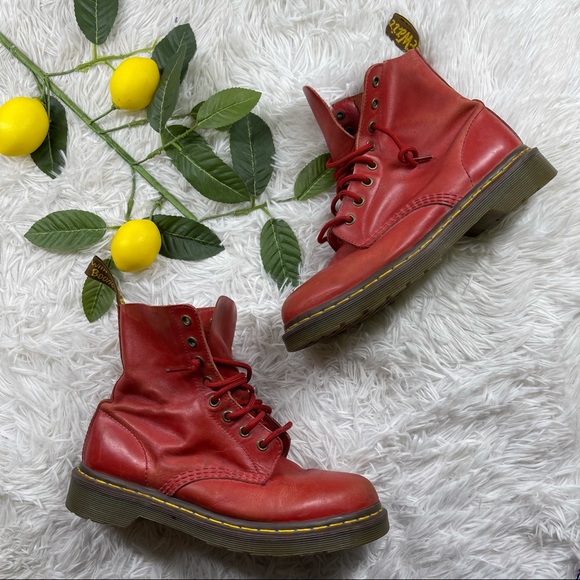 Dr. Martens Shoes - Dr. Martens Red Combat Boots Size 8 FLAWS